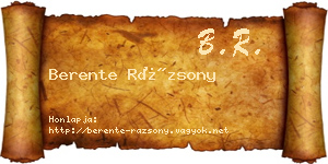 Berente Rázsony névjegykártya